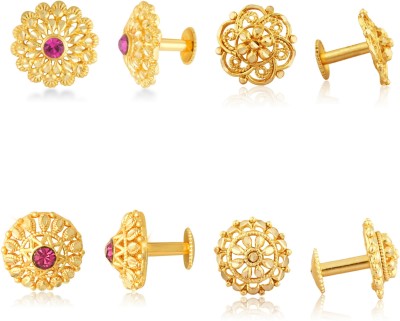 VIGHNAHARTA 1gm Gold Plated Traditional Daily and Festive wear Alloy Gold Plated Stud Earring Combo set for Women and Girls ( Pack of- 4 Pair Earrings) Brass Stud Earring