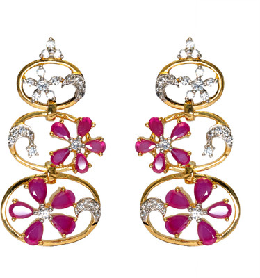 SOLLIGHT Cubic Zirconia, Ruby Brass Drops & Danglers