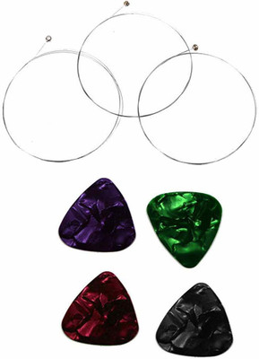 Mtunes Acoustic 3 !st String + 4 Picks Guitar String(Pack of 3, 3 Strings)