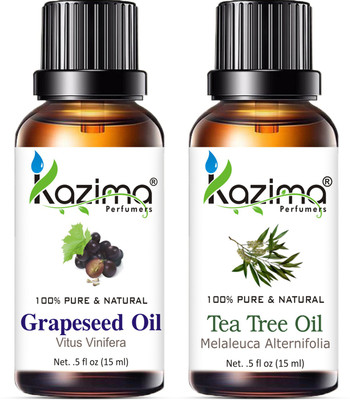 Kazima Combo of Grape seed Oil and Tea tree Oil (Each 15 ml) Hair Oil(15 ml)