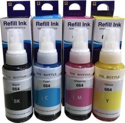 PRINT TONIC Refill Ink Compatible for use in EP L100 L110 L130 L200 L210 L220 L300 L310 L350 L355 L360 L361 L365 L380 L385 405 455 485 550 555 565 605 655 1300 1455 Printers 70 ml Black + Tri Color Combo Pack Ink Bottle (PACK OF 4CLRS INK BOTTLE) Black + Tri Color Combo Pack Ink Bottle