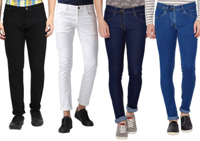 Masterly Weft Slim Men Multicolor Jeans(Pack of 4)