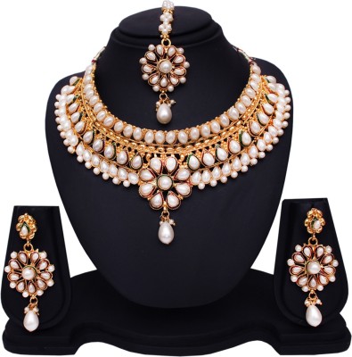 soni craft Alloy Gold-plated White Jewellery Set(Pack of 1)