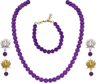 JFL Jewellery for Less Copper, Plastic Gold-plated Purple Jewellery Set(Pack of 1)