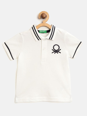 United Colors of Benetton Boys Solid Pure Cotton Regular T Shirt(White, Pack of 1)