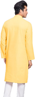 AD & AV Men Solid Straight Kurta(Yellow)
