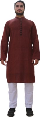 macmonte Men Solid Straight Kurta(Maroon)