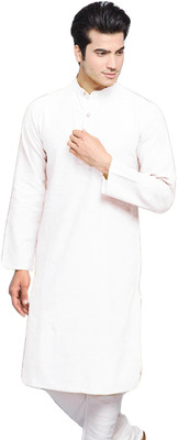 AD & AV Men Solid Straight Kurta(White)