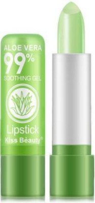 Kiss Beauty Aloe Vera Changing Color(Pink) Lip Balm Lipstick Free Yanqina Eyeliner 1pcs(Green, 20 g)