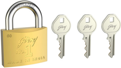 Godrej NO 1 brass padlock 60mm with 3 keys Padlock(golden)