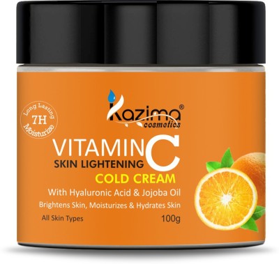 Kazima VITAMIN-C SKIN LIGHTENING COLD CREAM (100g) with Hyaluronic Acid & Jojoba Oil For Hydrates & Moisturizes Skin(100 g)