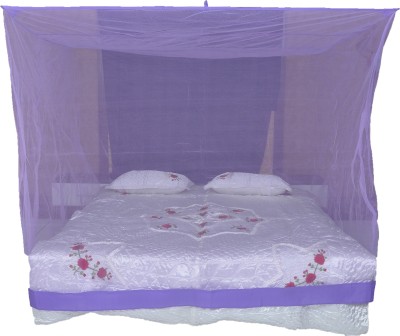 RIDDHI Nylon Adults Washable square 20 mtr purple with border (3x6) Mosquito Net(Purple, Bed Box)