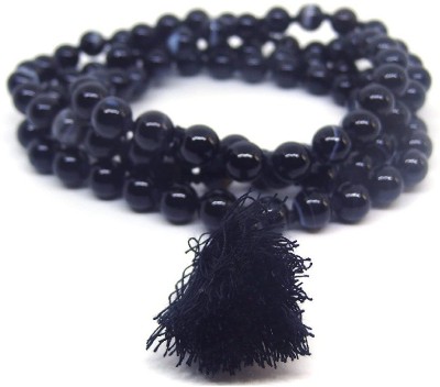 RATAN BAZAAR Black Hakik Mala Natural Agate Beads Certified Astrological and Fashionable for Unisex Agate Stone Chain