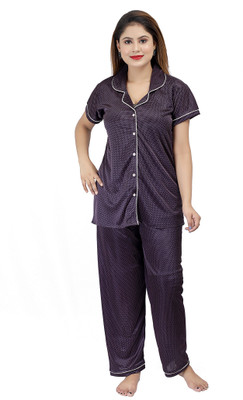 Orchid collection Women Printed Brown Shirt & Pyjama set