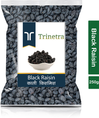 Trinetra Best Quality Kali Kishmish (Seedless Black Raisin)-250gm (Pack Of 1) Raisins(1 x 250 g)