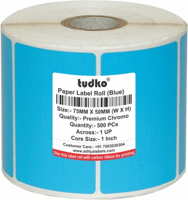 tudko 75 mm X 50 mm Chromo Self Adhesive Paper Label(Sky Blue)