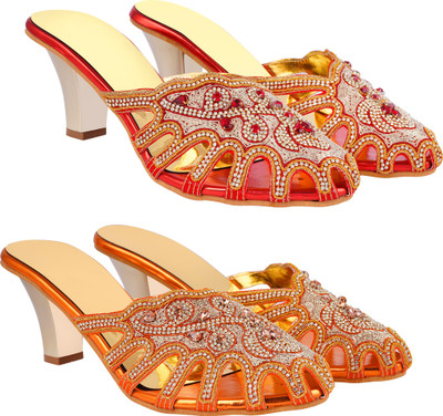 Zionk Women Heels(Yellow , 9)