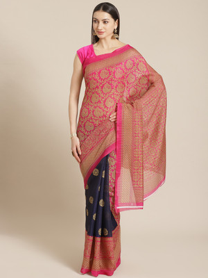 Grubstaker Printed Mysore Art Silk Saree(Pink)