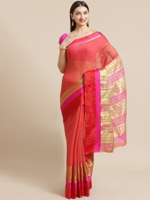 SVB Sarees Woven Kanjivaram Art Silk, Cotton Silk Saree(Red)