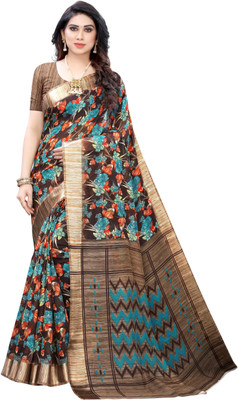 FABMORA Printed Bollywood Cotton Linen Saree(Multicolor)