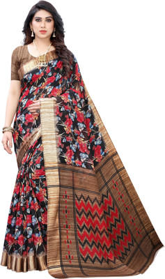 FABMORA Printed Bollywood Cotton Linen Saree(Multicolor)