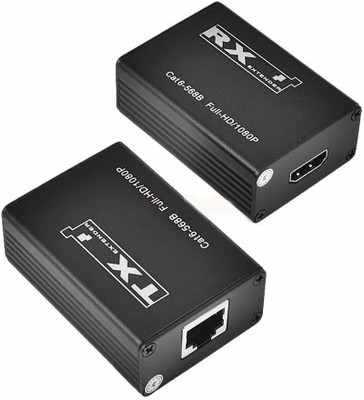 RuhZa 30m HDMI Extender Single CAT5e/6 Cable Transmitter & Receiver set No need power Media Streaming Device(Black)
