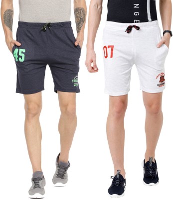 ARDEUR Solid Men Dark Blue, White Basic Shorts, Gym Shorts, Gym Shorts, Night Shorts