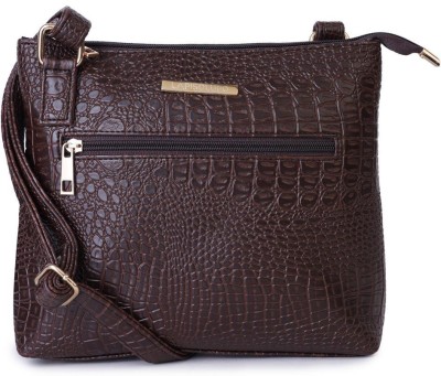 LAPIS O LUPO Brown Sling Bag Women I518Croco Sling Bag (LLSL0015CBN Brown)