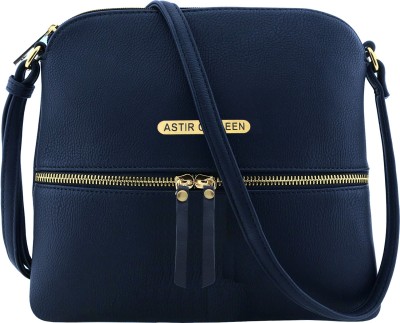 ASTIR COLLEEN Blue Sling Bag Vegan Leather Women's & Girl's Sling Bag with Metallic Zip