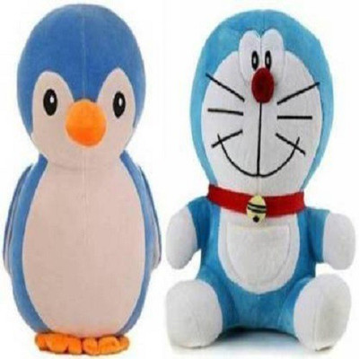 Saubhagye CUTE BLUE PENGUIN SOFT WITH SOFT DOREMON TOY GIFT SET - 30 cm (Multicolor) - 5 inch (Multicolor)  - 30 cm(Multicolro)