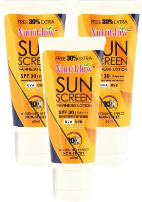 NutriGlow Sunscreen - SPF SPF-30 PA+++ Sun Screen Lotion 65ml (Pack Of 3)(65 ml)