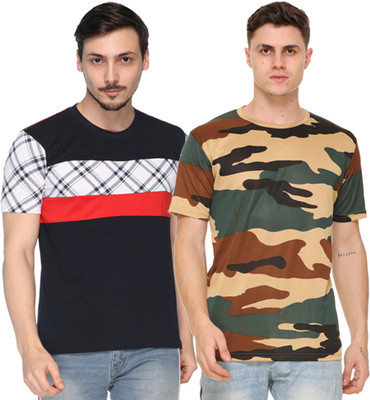 SHAUN Printed Men Round Neck Multicolor T-Shirt