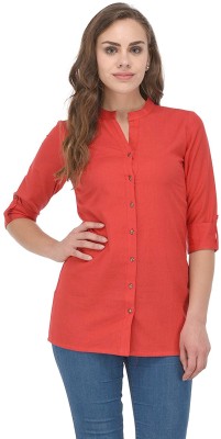 Vastraa Fusion Casual 3/4 Sleeve Solid Women Red Top