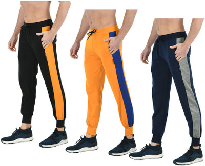 IndiWeaves Solid Men Black, Yellow, Blue Track Pants