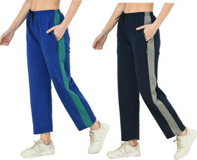 Indistar Striped Women Light Blue, Dark Blue Track Pants