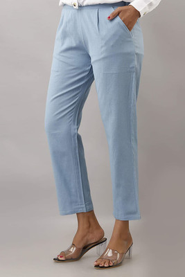 Dexus Slim Fit Women Light Blue Trousers