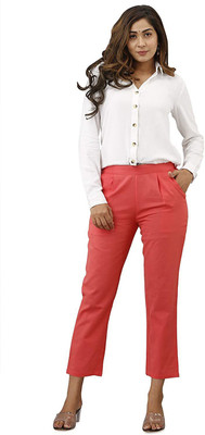 Dexus Slim Fit Women Red Trousers