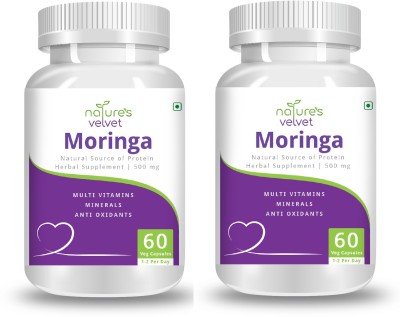 Natures Velvet Lifecare Moringa Leaf Extract 500 mg, 60 Veggie Capsules - Pack of 2(2 x 60 No)