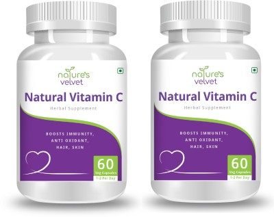 Natures Velvet Lifecare Natural Vitamin C, 500mg, 60 Veggie Capsules - Pack of 2(2 x 60 No)