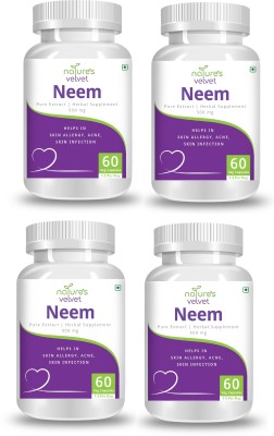 Natures Velvet Lifecare Neem Pure Extract 500 mg, 60 Veggie Capsules - Pack of 4(4 x 60 No)