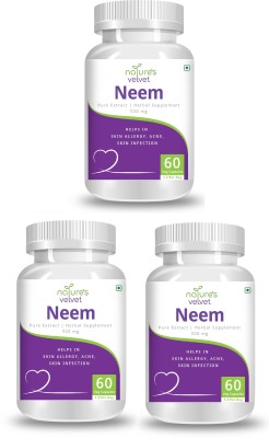 Natures Velvet Lifecare Neem Pure Extract 500 mg, 60 Veggie Capsules - Pack of 3(3 x 60 No)