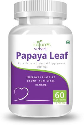 Natures Velvet Lifecare Papaya Leaf Extract 500mg, 60 Veg Capsules(60 No)