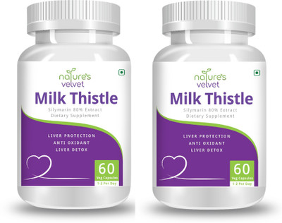 Natures Velvet Lifecare Milk Thistle Pure Extract, 60 Veggie Capsules -Pack of 2(2 x 60 mg)