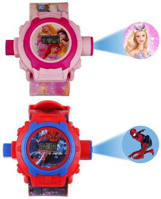 BRIJBAZAAR Projector Cute Princess & Spiderman Digital Dial Combo Of 2 Projector Watch Digital Watch  - For Boys & Girls