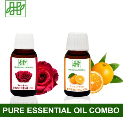 Himachal Herbal Pure Natural Herbal Orange and Rose Essential Oil 15 ml each(30 ml)