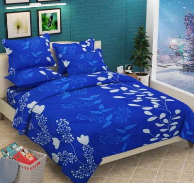 MAHESHCOMPANY 140 TC Polyester Double 3D Printed Fitted (Elastic) Bedsheet(Pack of 1, Multicolor)