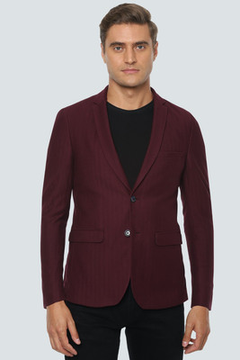 LOUIS PHILIPPE Solid Single Breasted Formal Men Blazer(Maroon)