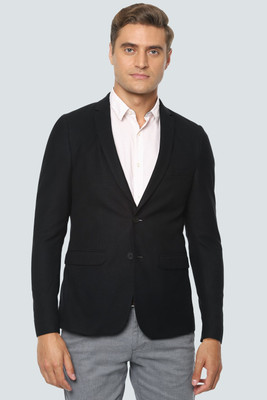 LOUIS PHILIPPE Solid Single Breasted Formal Men Blazer(Black)