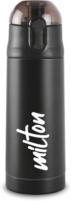 MILTON New Crown 400 Thermosteel Hot or Cold Water Bottle 350 ml Flask(Pack of 1, Black, Steel)