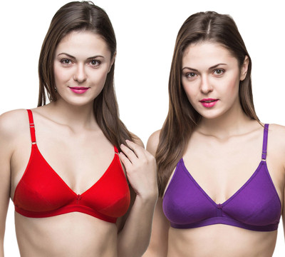Docare Women Full Coverage Non Padded Bra(Red, Purple)